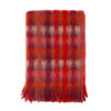 Mohair & Merino blend throw lightweight soft & warm vibrant reds orange coral & pink geometric design By The Wool Company