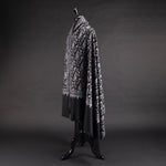 Hand Embroidered Cashmere Pashmina Black Floral