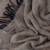 Mohair blend throw lightweight ultra soft & warm tones of brown grey & black plaid weave with tasselled fringe 130 x 200 CMS.