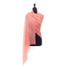 Fine wool & silk blend shawl in soft coral tones with a soft fringe edge lightweight & warm top-quality By The Wool Company
