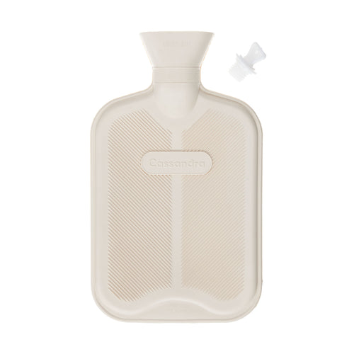 100% recycled natural rubber cream hot water bottle ribbed one side with smooth reverse 2 litre capacity By The Wool Company