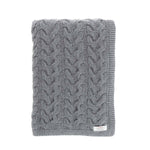 Knitted Cashmere Cable Throw Grey