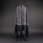 Hand Embroidered Cashmere Pashmina Black Floral