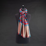 Hand Loomed Blue & Red Check Cashmere Stole