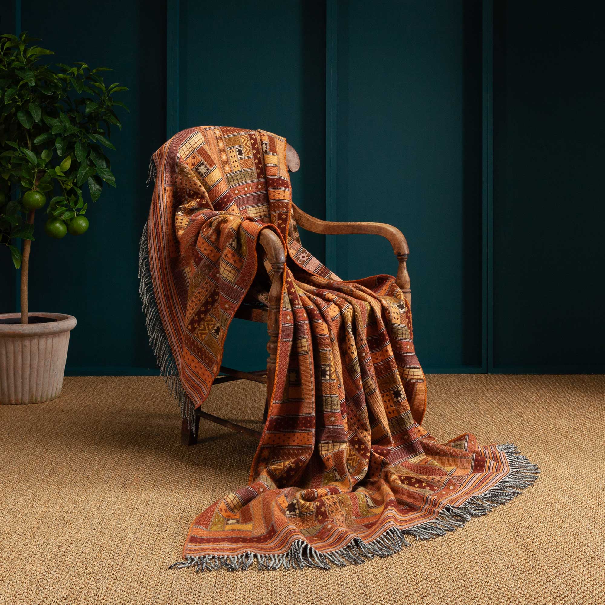 Iona Hebrides Throw | Red Yellow Orange | The Wool Company