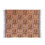 Super-soft Merino lambswool throw stunning unique Italian design multi coloured pattern burnt oranges & ochres130 x 182cm