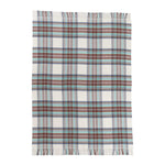 Merino-cashmere blend throw super-soft warm and cosy luxury throw aqua navy blue chocolate brown and white plaid check