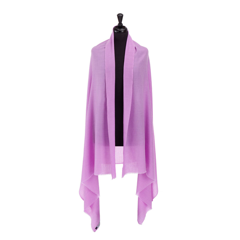 Fine Merino wool shawl in a rich lilac with a soft fringe edge super-soft generous size lightweight & warm top-quality