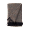 Mohair blend throw lightweight ultra soft & warm tones of brown grey & black plaid weave tasselled fringe By The Wool Company.