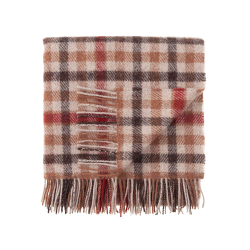 100% pure new wool medium weight knee rug in warm tones of brown & russet checks top-quality, warm & cosy By The Wool Company