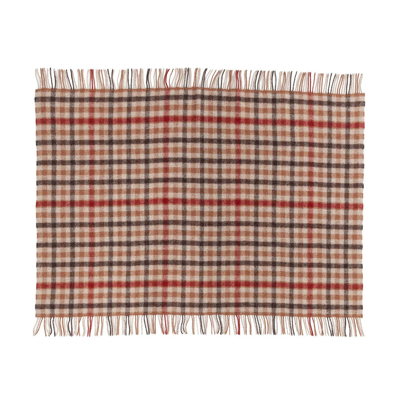  100% pure new wool medium weight knee rug in warm tones of brown and russet checks top-quality, warm and cosy
