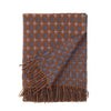 Mohair & Merino blend throw lightweight soft & warm circular design brown tones with a tasselled fringe By The Wool Company