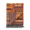 Super-soft Merino lambswool throw stunning unique Italian design multi coloured pattern burnt oranges & ochres130 x 182cm