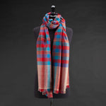 Hand Loomed Blue & Red Check Cashmere Stole