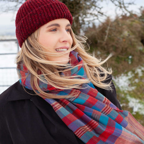 100% Cashmere Blanket Scarf - Red