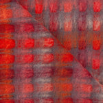 Mohair & Merino blend throw lightweight super soft & warm vibrant reds orange coral & pink in a geometric design 130 x 200 cm
