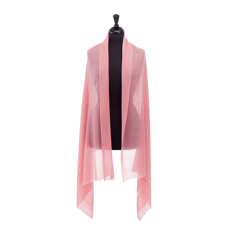 Fine wool & silk blend shawl in subtle dusky pink tones with a soft fringe edge super-soft lightweight & warm top-quality