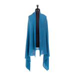 Fine Merino wool shawl in a rich teal colourway with a soft fringe super-soft generous size lightweight & warm top-quality