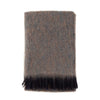 Mohair blend throw lightweight ultra soft & warm tones of brown grey & black plaid weave with tasselled fringe 130 x 200 CMS.