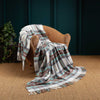 Merino-cashmere blend throw super-soft warm and cosy luxury throw aqua navy blue chocolate brown and white plaid check