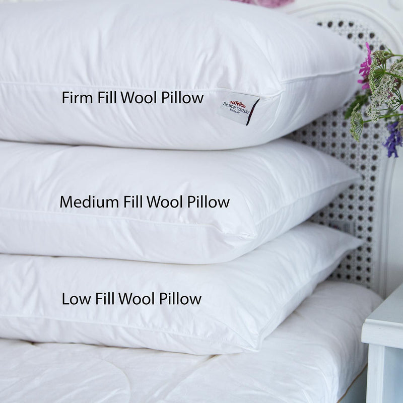 British-made with 100% British wool pillow medium fill 800gms 220 thread count 100% high-quality cotton casing piped edging