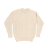 100% British wool traditional classic Aran design sweater in soft cream ecru crew neck made in England From The Wool Company