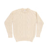 100% British wool traditional classic Aran design sweater in soft cream ecru crew neck made in England From The Wool Company