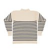 100% British wool vintage style Guernsey sweater in soft cream ecru and navy stripes made in England top-quality