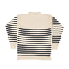 100% British wool vintage style Guernsey sweater in soft cream ecru and navy stripes made in England From The Wool Company