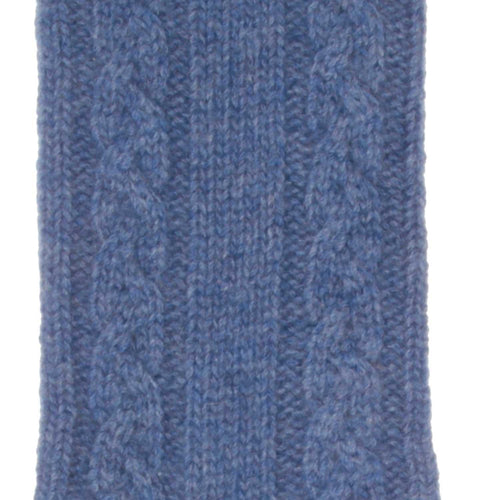 Cashmere cable knit bed socks super-soft denim blue colour in size 8 - 11 made in Scotland finest-quality & luxurious comfort