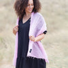 100% soft knitted cashmere stole in pale pink with short scallop fringe unique design lightweight & warm top-quality