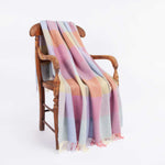 100% lambswool super-soft lightly brushed throw beautiful pastel shades check pattern top quality warm and cosy 