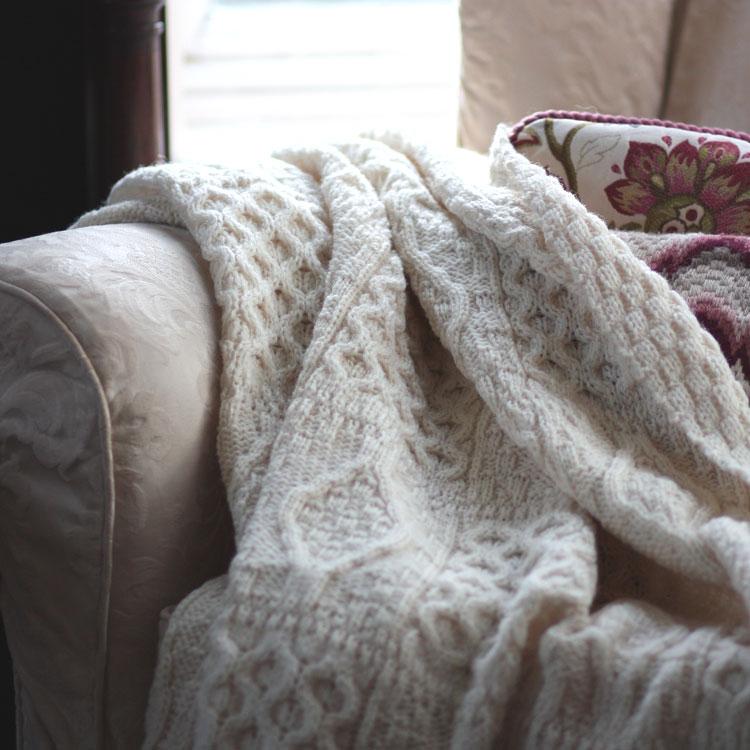 Chunky Aran Knit Throw Wool Blanket The Wool Company