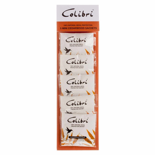 Colibri natural anti-moth 5 small sachet pack in cedarwood repels moths & keeps clothes smelling fresh By The Wool Company
