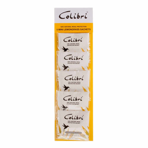 Colibri natural anti-moth 5 small sachet pack in lemongrass repels moths & keeps clothes smelling fresh By The Wool Company