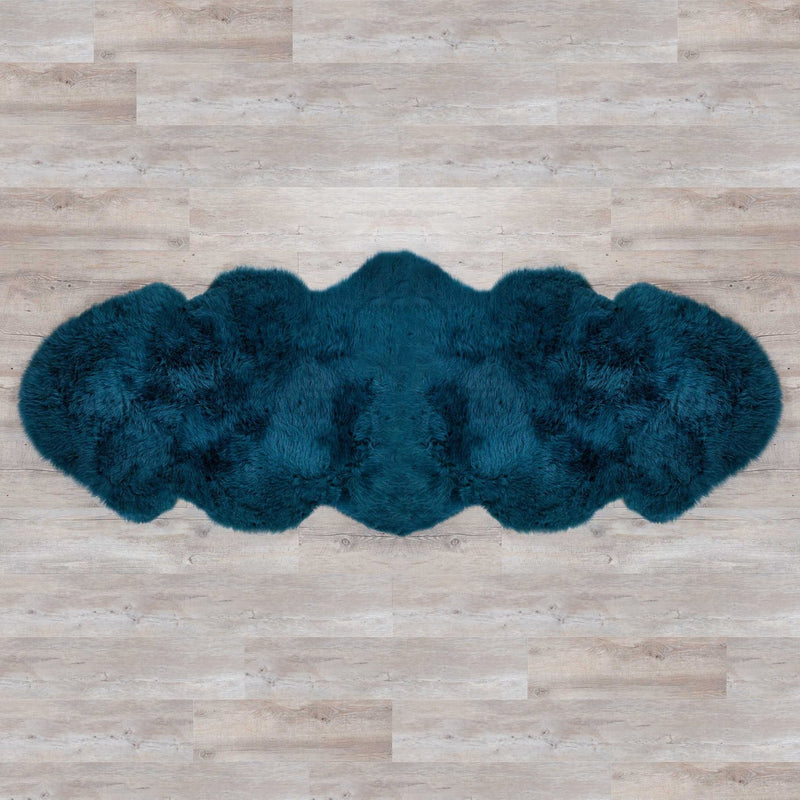 Loch double sheepskin, rich teal blue-green colour silky soft, created from two skins sewn together From The Wool Company