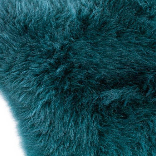 Loch double sheepskin, rich teal blue-green colour silky soft, created from two skins sewn together luxurious and thick,