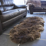 British double sheepskin, chocolate brown Silky soft made from two skins sewn together Luxurious & thick By The Wool Company