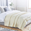 British-made Merino wool blankets medium weight warm traditional satin-style ribbon trim in 7 colours By The Wool Company