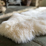 British double sheepskin in natural white Silky soft made from two skins sewn together Luxurious & thick Eco Tanned in the UK