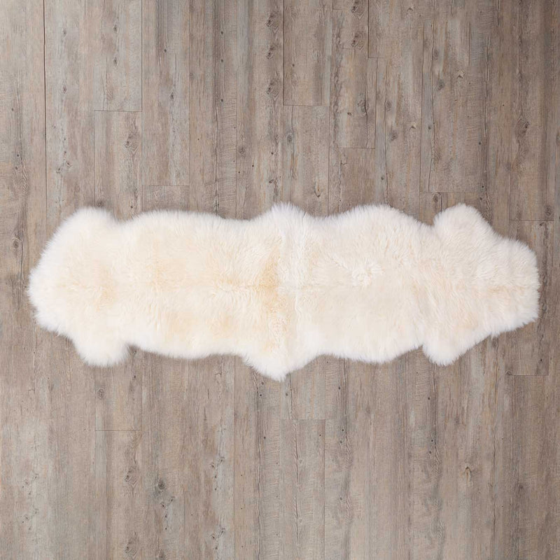 British double sheepskin in natural white Silky soft made from two skins sewn together Luxurious & thick Eco Tanned in the UK
