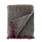 Super-soft, thick mohair throw in rich dark purple and green top quality warm & very light & cosy From The Wool Company