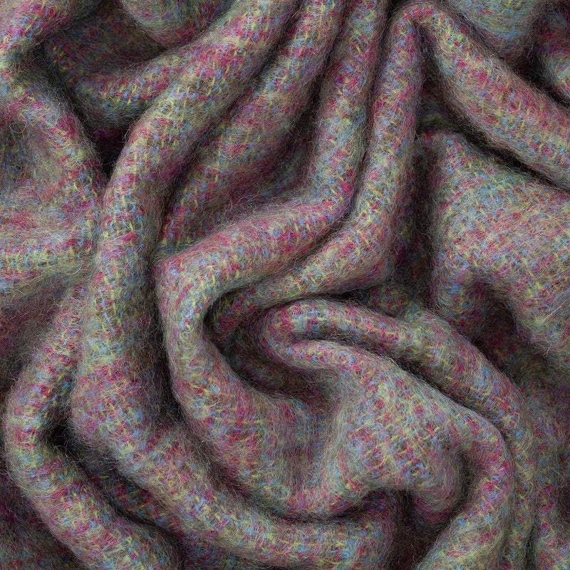 Super-soft, thick mohair throw in rich dark purple & green with a hint of turquoise blue top quality warm & light & cosy 