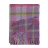 100% pure new wool medium weight throw in spring tones of heather, mauve & green checks top-quality From The Wool Company