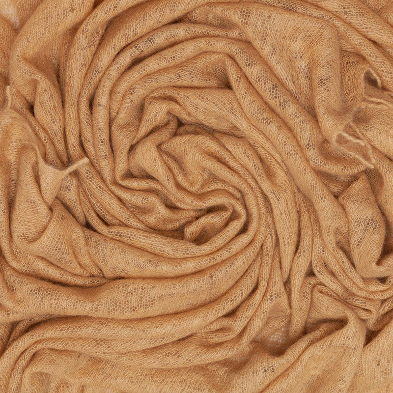 100% soft knitted cashmere shawl in fudge tones with a short scallop fringe unique design lightweight & warm top-quality 