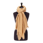 100% soft knitted cashmere shawl in fudge tones with a short scallop fringe unique design lightweight & warm top-quality 