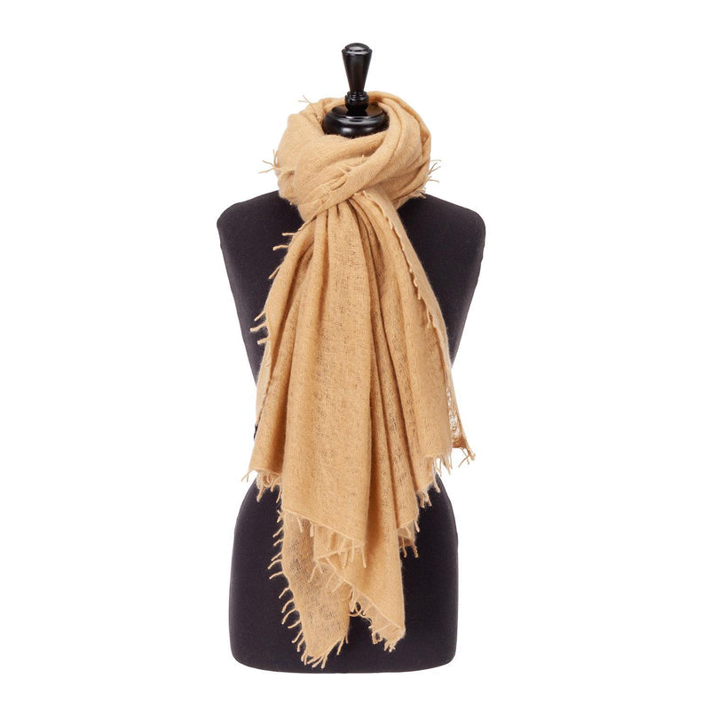 100% soft knitted cashmere shawl in fudge tones with a short scallop fringe unique design lightweight & warm top-quality 