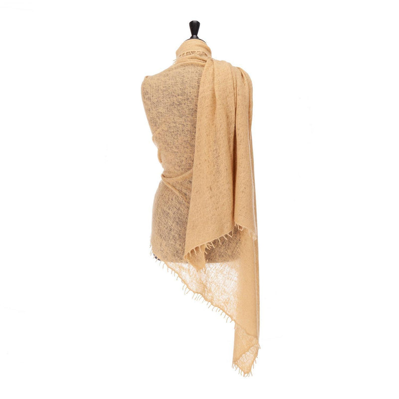 100% soft knitted cashmere shawl in fudge tones with a short scallop fringe unique design lightweight & warm top-quality 