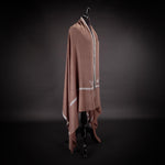 Hand-crafted cashmere & silk pashmina embroidered with white thread on a chocolate background finest quality special shawl