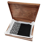 Hand-crafted cashmere & silk pashmina embroidered with white thread on a chocolate background finest quality special shawl